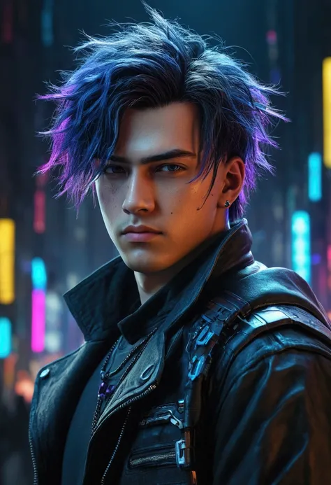 Change background cyberpunk handsome boy realistic face,8k