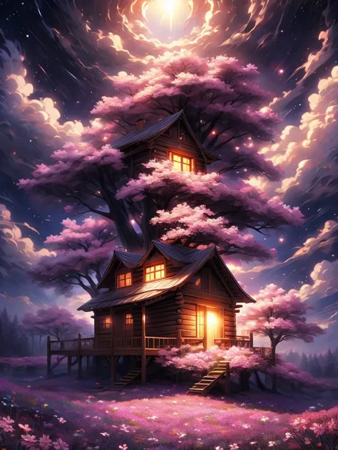 Anime, BREAK (masterpiece:1.2), best quality, high resolution, unity 8k wallpaper, (illustration:0.8), (beautiful detailed eyes:1.6), extremely detailed, perfect lighting, extremely detailed CG, beautifully illustrated abstract of a tree in the woods and f...