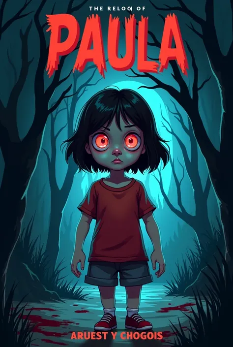 My book name is "Paula" its a horror book its cover reach of book its Paula 2D creat and cartoon 