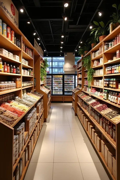 A store that sells packaged and processed food items, spices and tea