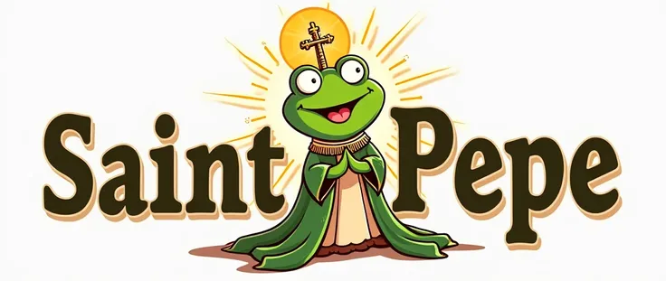 an illustration logo of the words "Saint Pepe", cartoon style