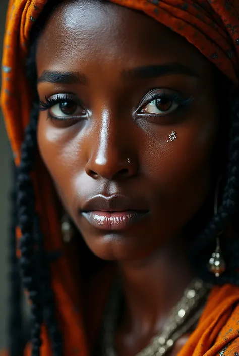 (A woman in traditional Oromo attire,weeping bitterly,her face a portrait of grief,heartbroken mother,her face etched with sorrow,tears falling freely from her eyes,extremely detailed eyes and face,beautiful detailed eyes,beautiful detailed lips,longeyelas...