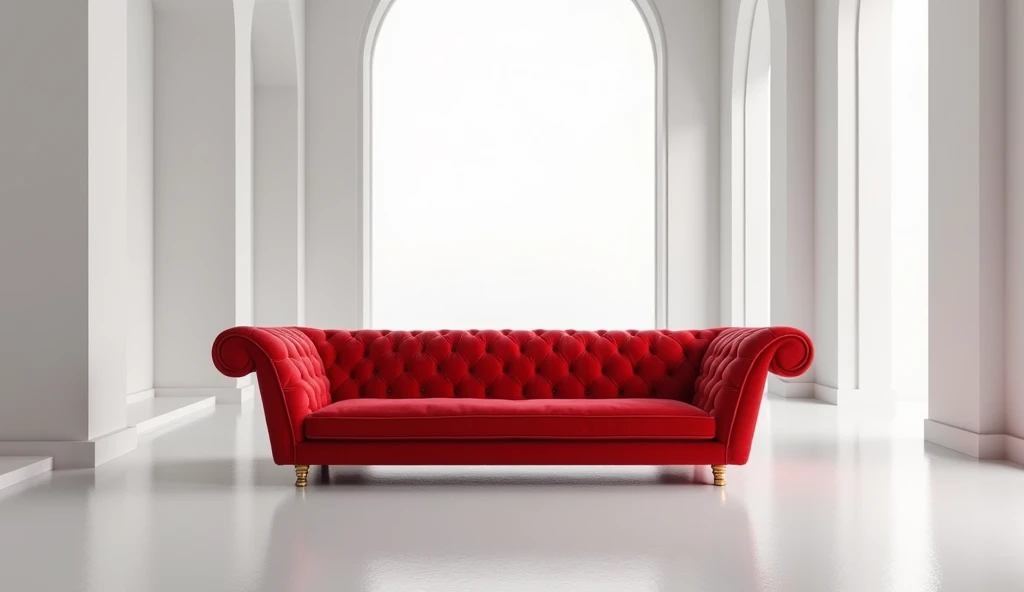 red sofa in an empty divine room