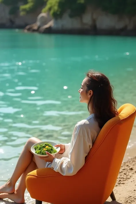 She wanted to sit on one of the comfy orange chairs and stare out at the gently lapping turquoise waters while eating her kale Caesar salad.