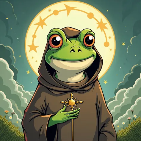 illustration portrait of Saint Pepe, cartoon style