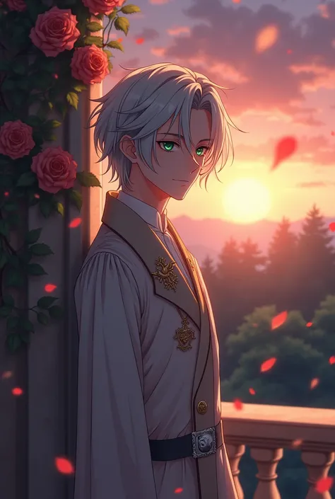  First Anime Frame (Manhwa-Inspired Aesthetic):

The frame opens with a breathtaking shot of Prince Eryndor leaning softly against the edge of an ornate marble balcony. The camera zooms in slightly, capturing him from the waist up. His silver-white hair, i...