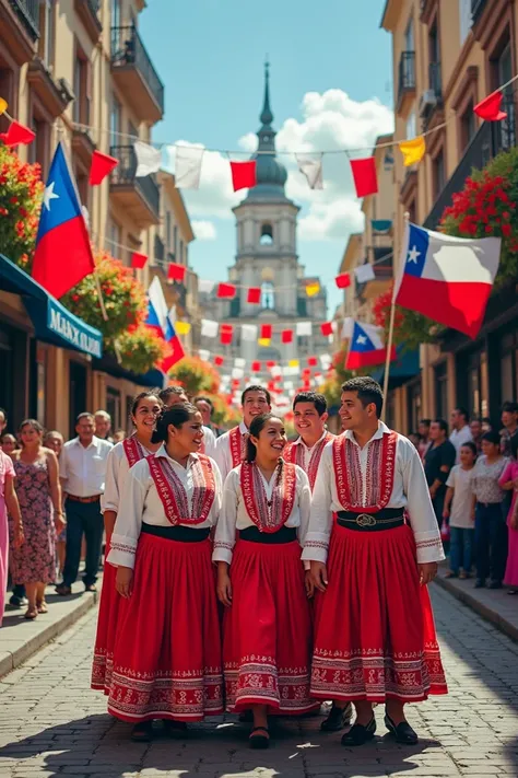 Create a photomontage that reflects the culture of celebrating Chilean national holidays 
That has 3 different types of photographic planes