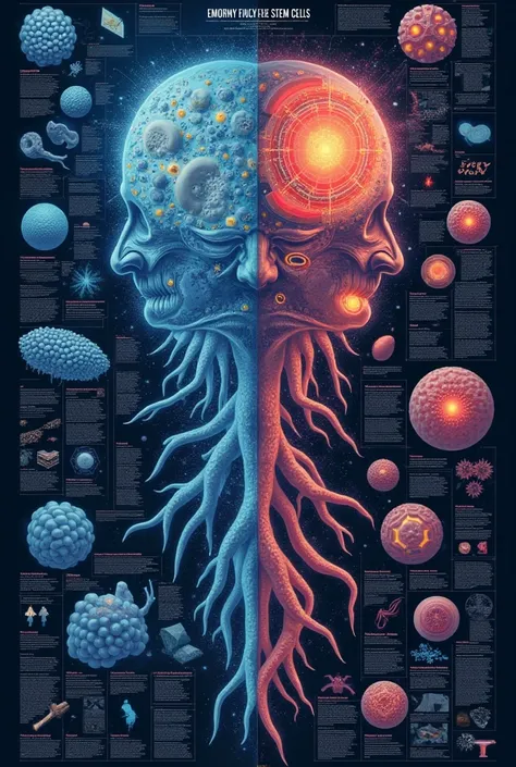  Textual chart on stem cells, embryonic and adult, a lot of creativity , Originality 