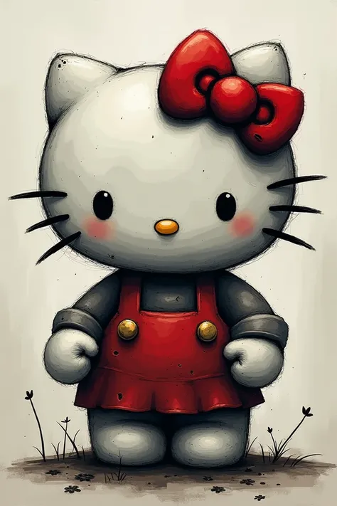 Hello Kitty with a strong personality on the outside but weak on the inside 