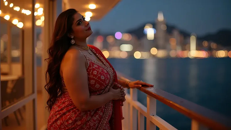 (((full-body-shot ))) of (((a super-ultra-plus-size big woman very chubby fat body))) of a Lebanese-Greek heritage with very huge-large-gigantic breasts, with very long, extra wavy, styled brown hair and fair skin tone , ultra-realistic detailed skin. She ...