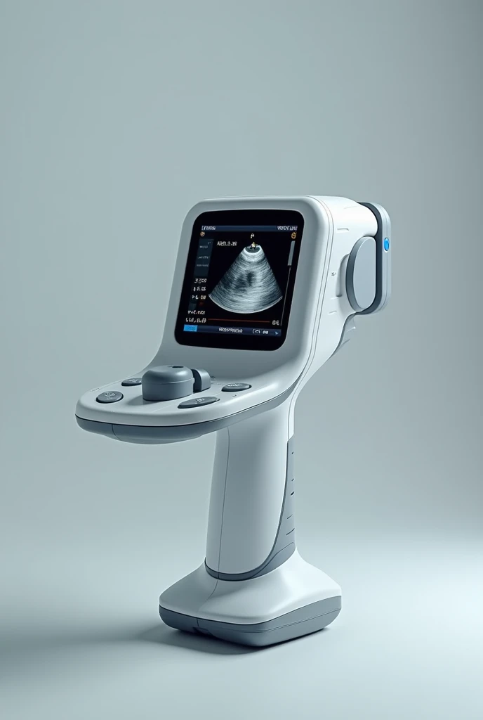 small hold one hand ultrasound medical instrument Adaptive (head) Multi-Modal Imaging small like gun have screen adjust have linear curvilinear end cavitary head adaptor aside