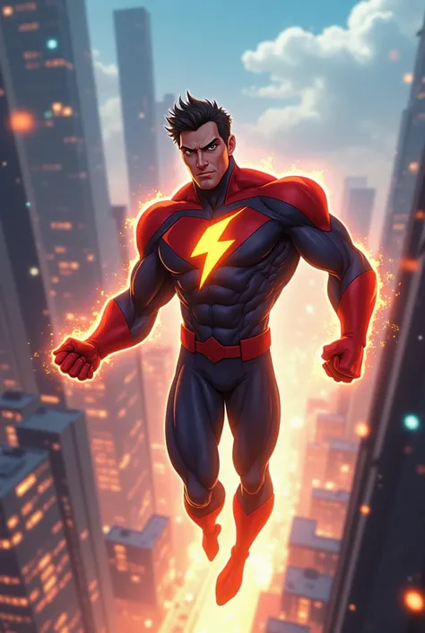 Create a new, animated superhero with the power of force , Speed and telepathy that he is a man 
