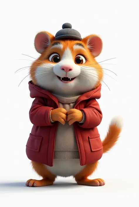 CREATE THREE ANIMATED CAT IMAGES WITH THREE ACCESSORIES ON A WHITE BACKGROUND. ONE WITHOUT CLOTHES , ANOTHER ONE WITH THREE GARMENTS WITH FULL CLOTHES THREE ACCESSORIES
SIMILAR TO THE PREVIOUS REALISTIC GUINEA PIG,  animated