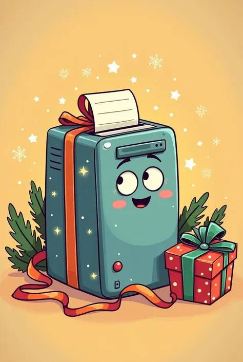 drawing of a printer with ribbon as a gift