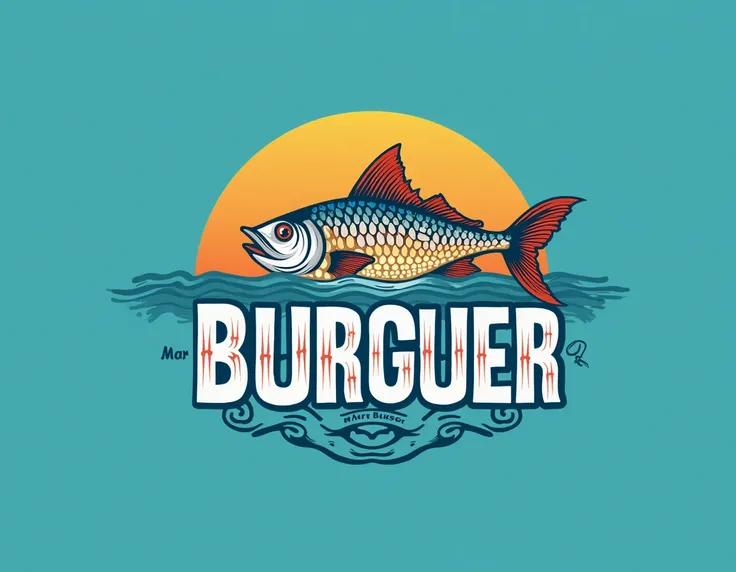 Generate a logo for fish burger with the name Mar Burguer