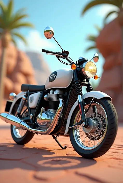 Royal Enfield Hunter 350 white, 3D disney, 4k quality
