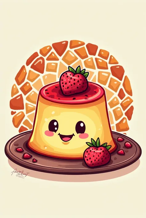 Logo for my brand Flantastico is based on flans and mosaic jelly 