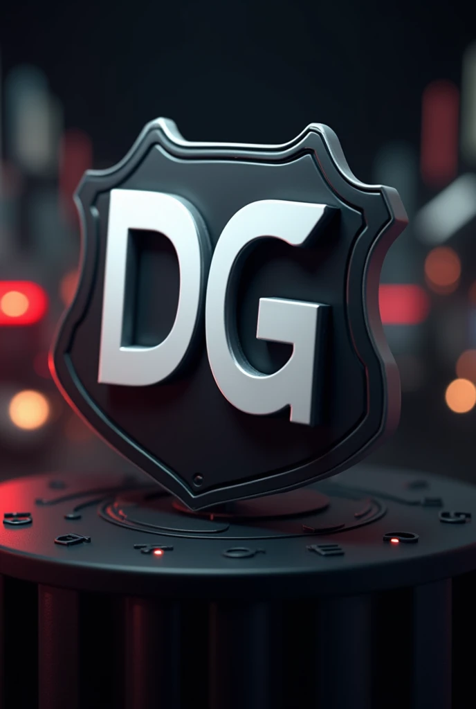 3D logo with the name DG in black and white with animated federal police background