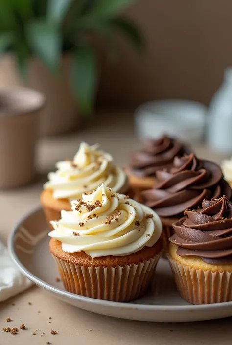 Create home made cupcakes of 12 half vanilla and half chocolate make them look realistic and clear. Make them look like it’s at a table at someone’s house. Make the cupcakes look bad, and make the quality of the picture less edited/ kind of sloppy 