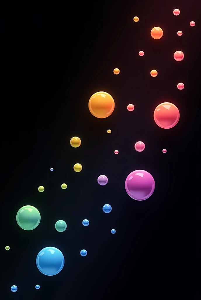 Black background colorful filled bubbles minimalistic 