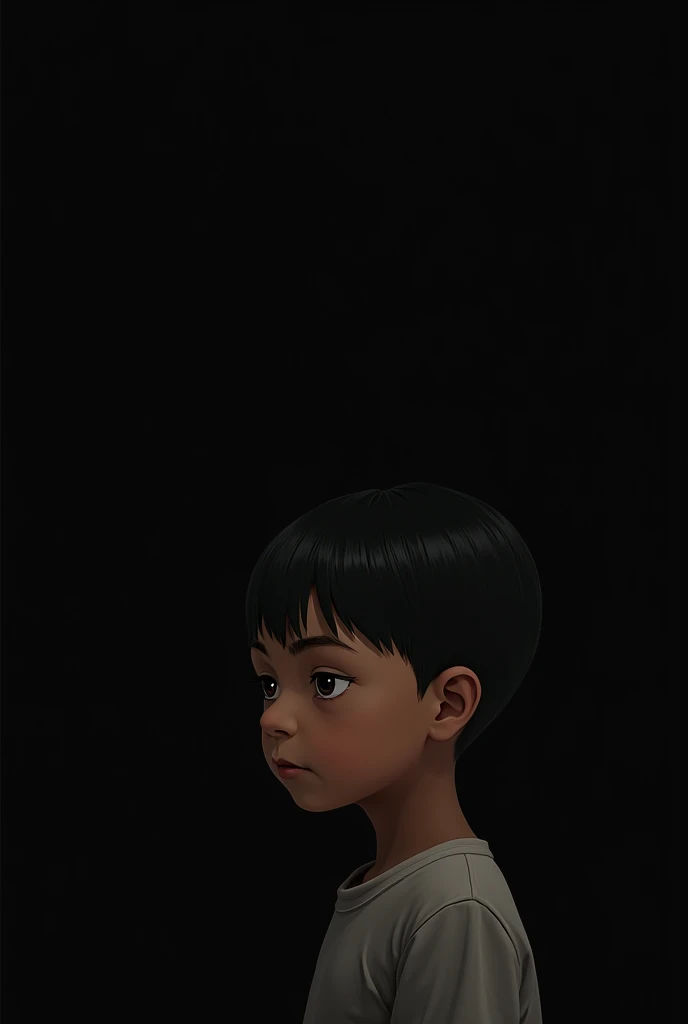 The image represents something in relation to lost connections between a boy with straight black hair and who combs his hair on the side with Latin features and his parents only see him from afar and the background is black
