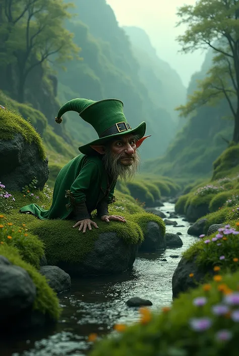 I want a malicious leprechaun realistic landscape