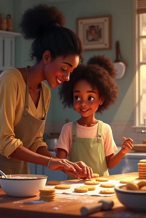 Black Daughter that makes cookies with her mummy 