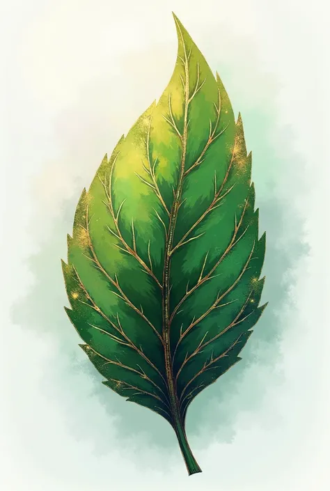 Digital green and gold Christmas leaf painting