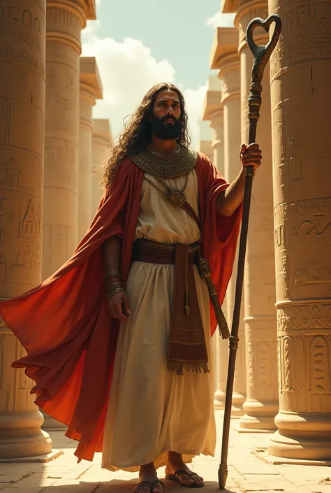 Moses in Egypt with a serpents rod