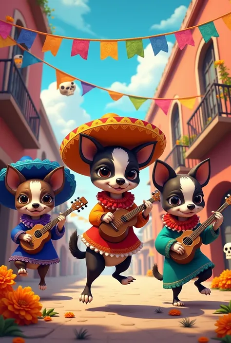 Mexican chihuahuas on Day of the Dead 