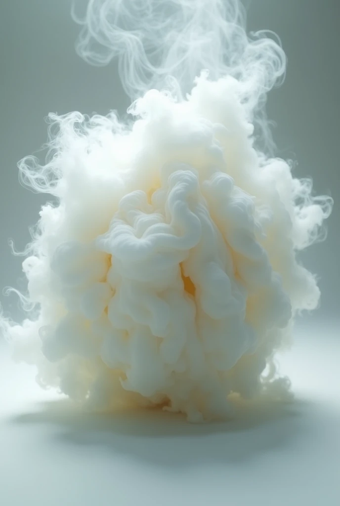 A white watermelon made from smoke. With a text at the bottom "SMOKE FRUIT ".