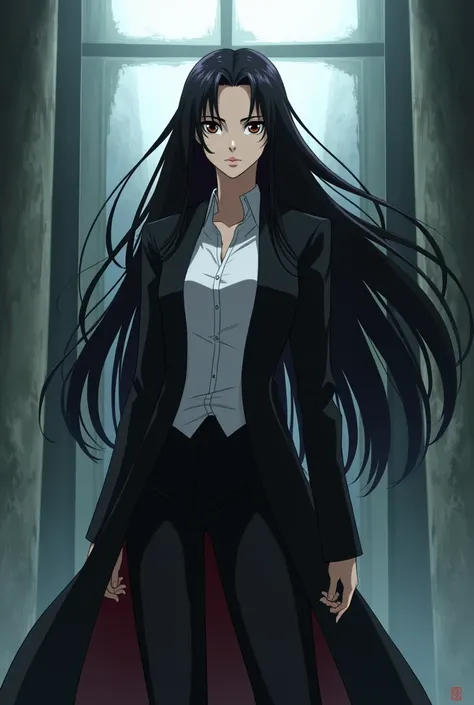 Female Sosuke aizen, full body, from bleach, animated picture 
