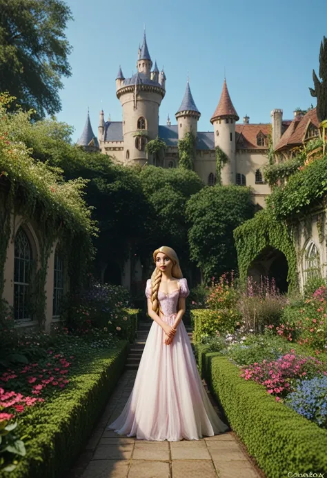 date:20241121;creator:jouliosjack, princess rapunzel, natural breast, garden, castle,