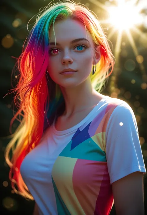 date:20241121;creator:jouliosjack, {{masterpiece}}, best quality, extremely detailed CG unity 8k wallpaper, cinematic lighting, lens flare, beautiful detail eyes, black,  side glance,  multicolor hair, colorful light, particles, heterochromia, (colorful:1....