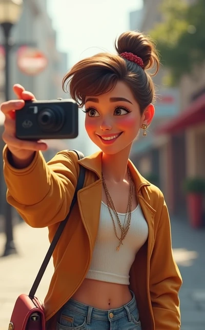 Let this character appear taking a selfie