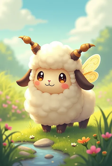 a cute sheep with bee wings pokemon cute fluffy