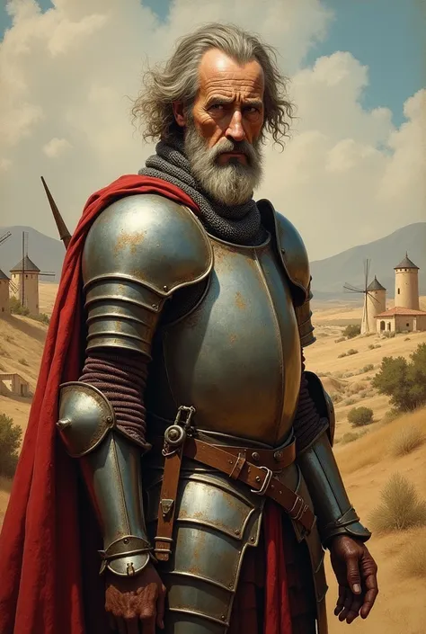 Create me a painting of Don Quixote from La Mancha Calvo