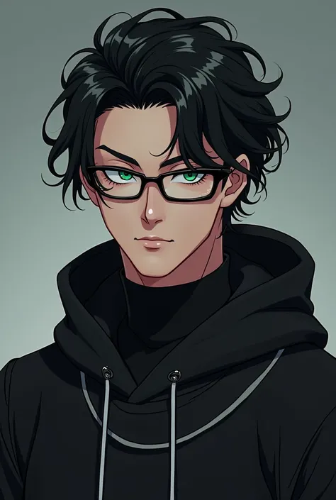 anime... is an adult man ... with black hair curlers.unfurled  ..Korean .  Verdagua eye ... high..  attractive sexy boy ..  age 26 years  .  full body head-to-toe dress.basketball clothing .negro .glasses.. anime