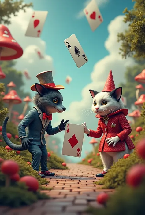  in wonderland, with playing cards 