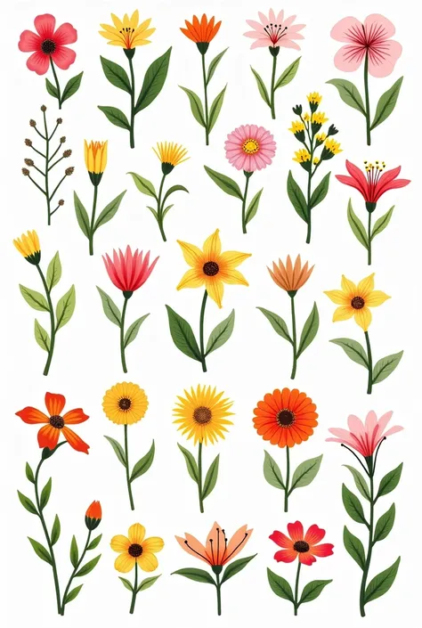 White background with 30
 Illustrated flowers of Jamaica 
