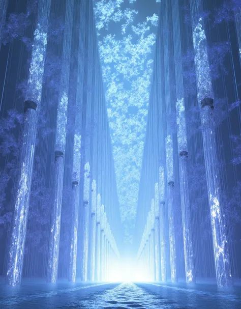  Cathedral made of giant transparent crystals ,  with giant transparent crystals scattered across the ceiling, floor and walls 