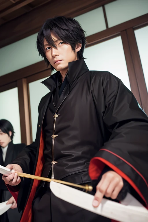 Dazai Osamu and his black jacket are looking at something, hijikata toushirou, Hijikata Toushirou from Gintama,  Okabelin Taro holding a bell , okata kazuto, Nobutaka Ike, Okumura Masanobu Vodowalu , Gap Moe Yandere, Group anime images 