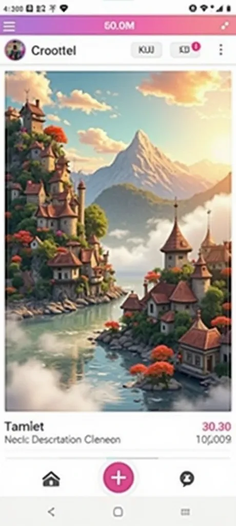  A small town by the river, mountains in the background,  colorful floral flowers ,  detailed landscape style,  beautiful natural landscapes,  atmospheric lighting , scorching sunset,  warm colors , practical, Photographic, detailed foliage, complex buildi...