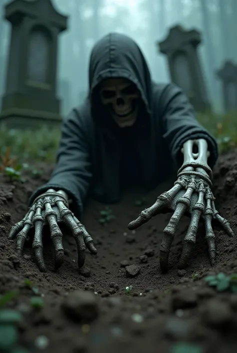 Person with their hands out of the grave 