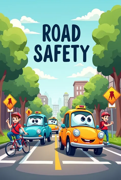 poster about road safety and can be drawn in 30 minutes by a .And it is cartoony 