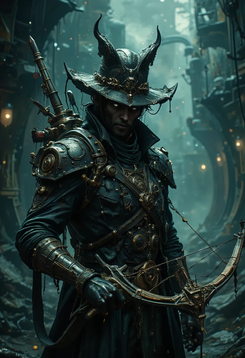 demon and vampire hunter, steampunck, dark fantasy, high detail, hyperrealistic, cinematic frame, a high resolution