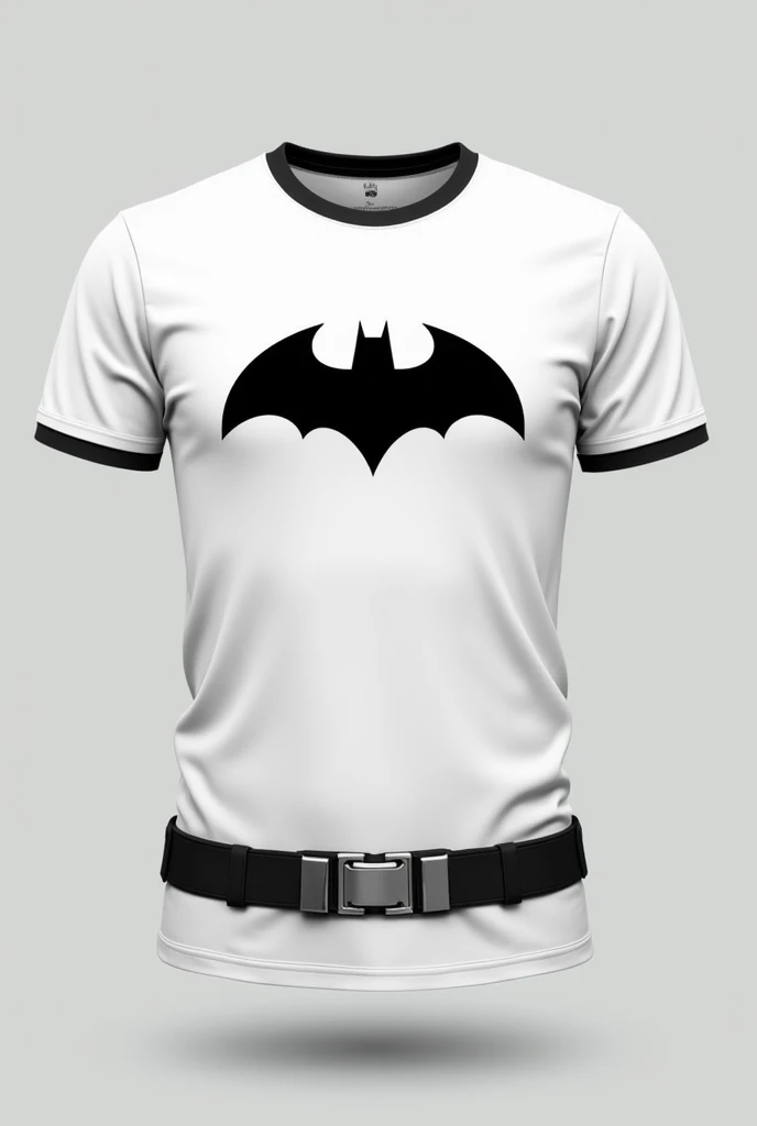  white t-shirt with Batgirl logo and belt imprinted
