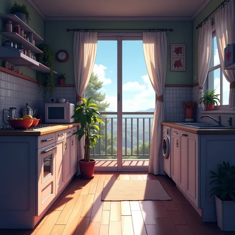 Rendering of a cozy kitchen with a balcony outside, anime style Negative prompt: ng_deepnegative_v1_75t,(badhandv4:1.2),EasyNegative,(worst quality:2),,nsfw Steps: 42, Sampler: Euler, CFG scale: 20.5, Seed: 630022498, Size: 1024x1024, Model hash: 8cba4f1ef...