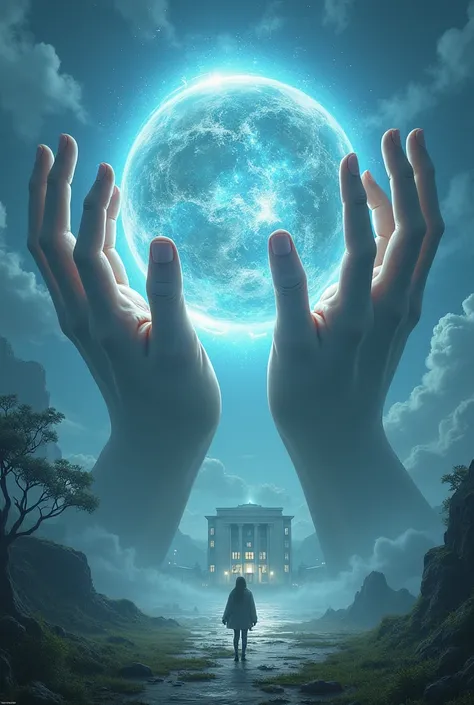 a world surrounded by rens hands and a school in the background