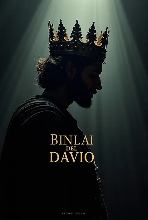  I need the cover of a book with a dark background that attracts attention, The silhouette of King Davids face wearing a crown and saying in Spanish, How to have a heart like that of God  .